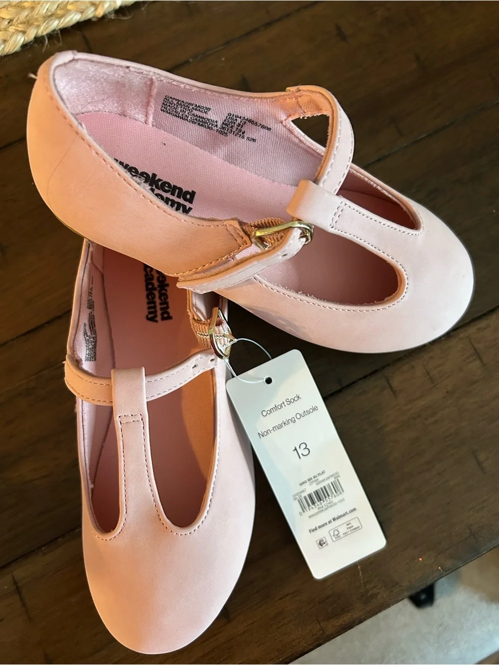 Girls' Pink T-Strap flat Dress Shoes
